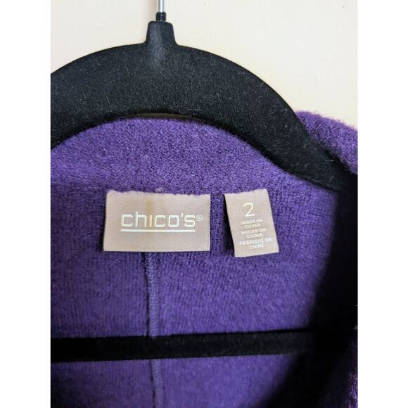 Chico’s 100% Wool Jacket Purple Size 2 (size 12) Classic Warm Textured Style - Picture 2 of 7